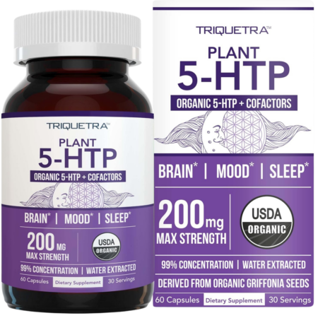 Organic 5-HTP - 200 mg | 99% 5HTP Concentration Plus Cofactor Vitamin B6 & Lion’s Mane